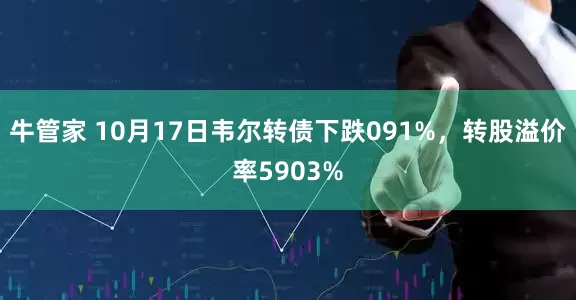 牛管家 10月17日韦尔转债下跌091%，转股溢价率5903%